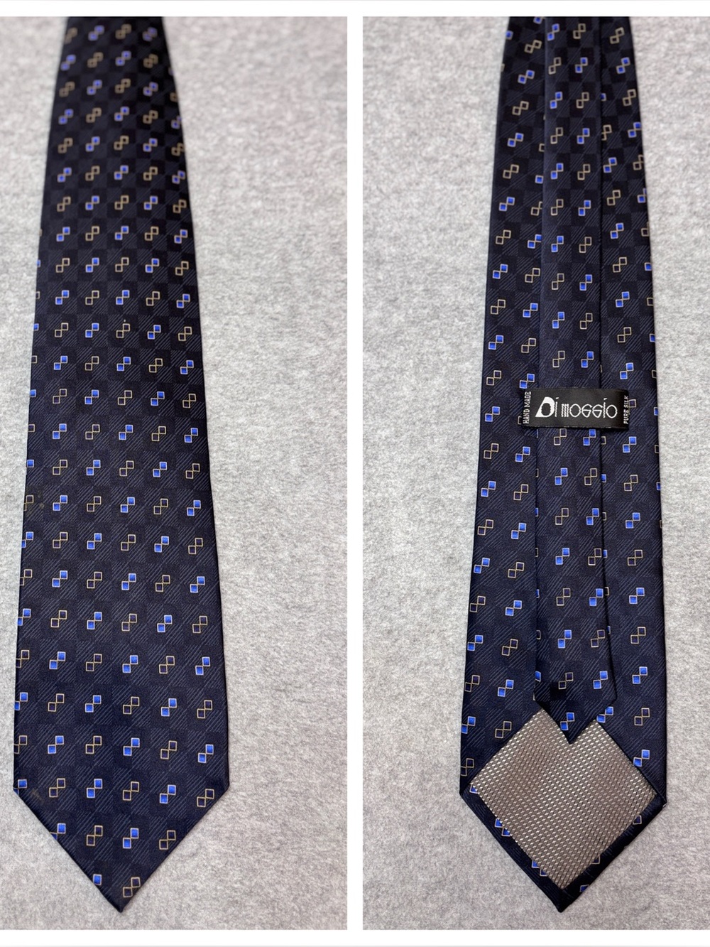 Men's Black & Blue Geometric Silk Tie